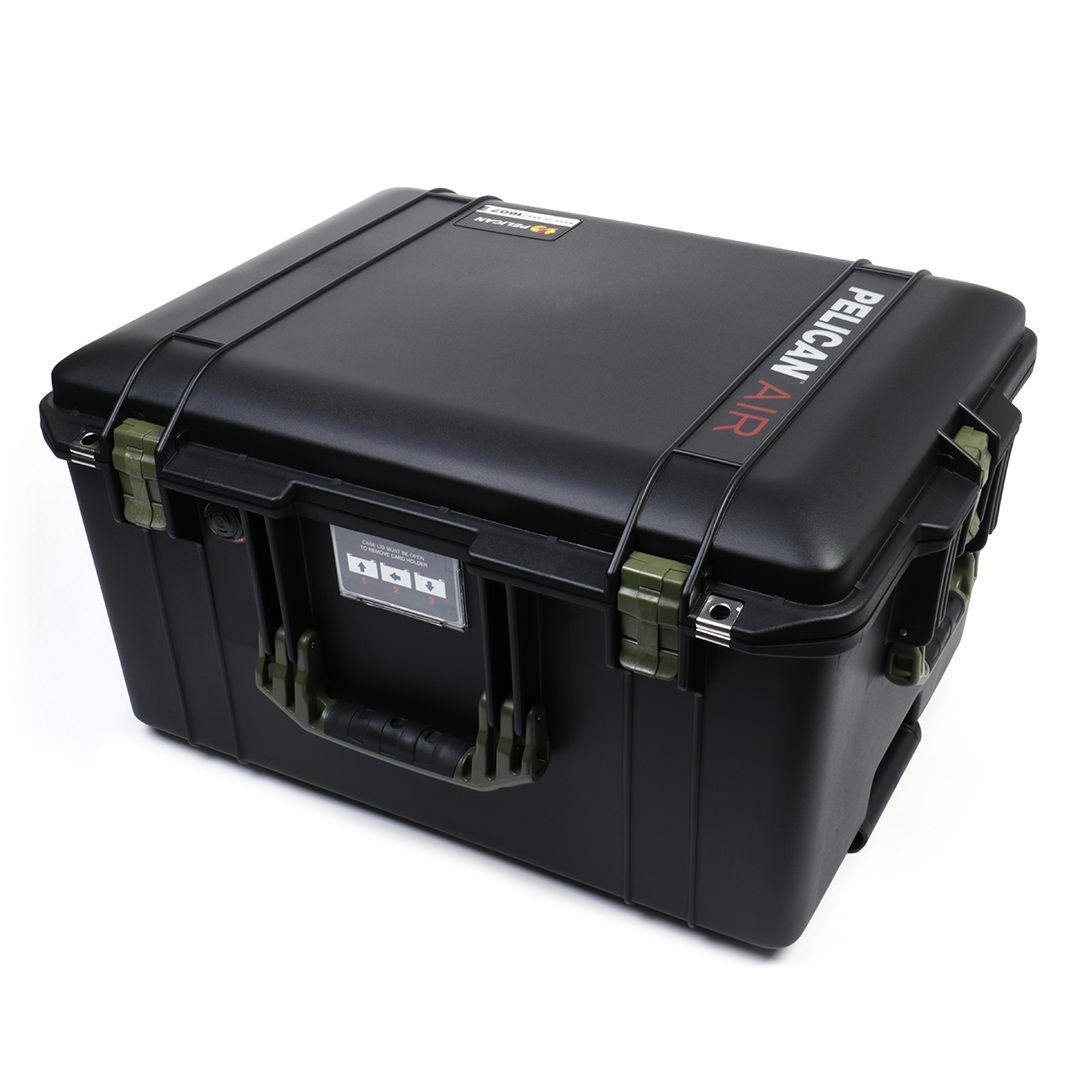Pelican 1607 Air Case, Black with OD Green Handles & Latches ColorCase 