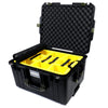 Pelican 1607 Air Case, Black with OD Green Handles & Latches 2-Layer Yellow Padded Microfiber Dividers with Convolute Lid Foam ColorCase 016070-0010-110-130