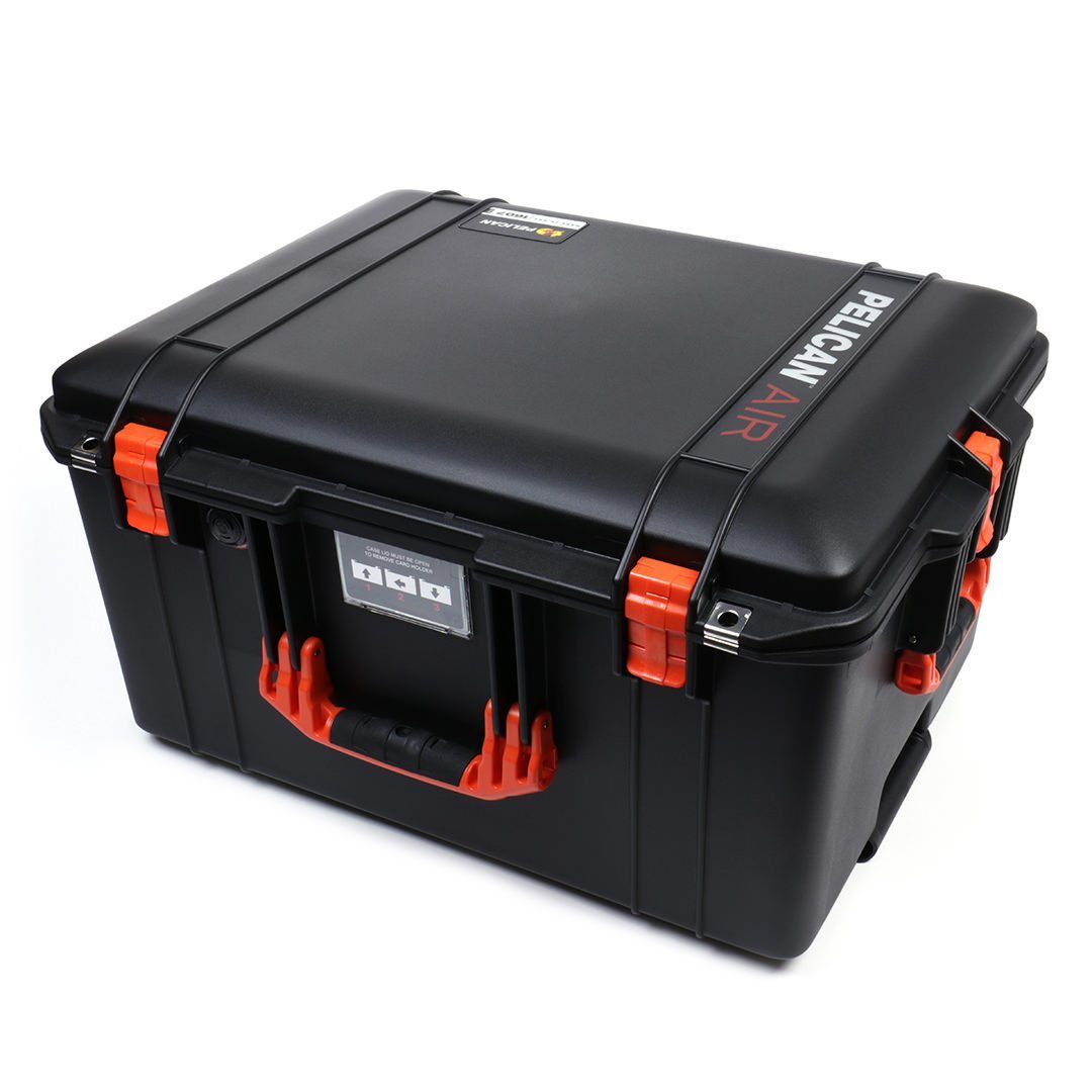 Pelican 1607 Air Case, Black with Orange Handles &amp; Latches ColorCase 