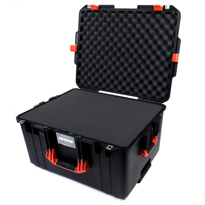 Pelican 1607 Air Case, Black with Orange Handles & Latches Pick & Pluck Foam with Convolute Lid Foam ColorCase 016070-0001-110-150