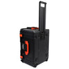 Pelican 1607 Air Case, Black with Orange Handles & Latches ColorCase