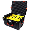 Pelican 1607 Air Case, Black with Orange Handles & Latches 2-Layer Yellow Padded Microfiber Dividers with Convolute Lid Foam ColorCase 016070-0010-110-150