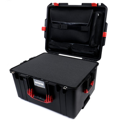 Pelican 1607 Air Case, Black with Red Handles & Latches Pick & Pluck Foam with Computer Pouch ColorCase 016070-0201-110-320
