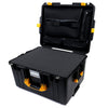 Pelican 1607 Air Case, Black with Yellow Handles & Latches Pick & Pluck Foam with Computer Pouch ColorCase 016070-0201-110-240