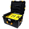 Pelican 1607 Air Case, Black with Yellow Handles & Latches 2-Layer Yellow Padded Microfiber Dividers with Computer Pouch ColorCase 016070-0210-110-240