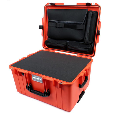 Pelican 1607 Air Case, Orange with Black Handles & Latches Pick & Pluck Foam with Computer Pouch ColorCase 016070-0201-150-110