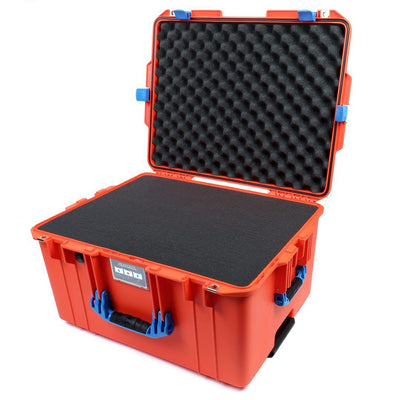 Pelican 1607 Air Case, Orange with Blue Handles & Latches Pick & Pluck Foam with Convolute Lid Foam ColorCase 016070-0001-150-120