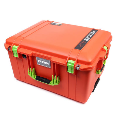 Pelican 1607 Air Case, Orange with Lime Green Handles & Latches ColorCase