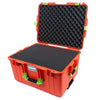 Pelican 1607 Air Case, Orange with Lime Green Handles & Latches Pick & Pluck Foam with Convolute Lid Foam ColorCase 016070-0001-150-300