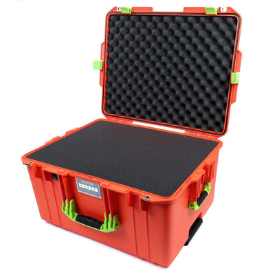 Pelican 1607 Air Case, Orange with Lime Green Handles & Latches Pick & Pluck Foam with Convolute Lid Foam ColorCase 016070-0001-150-300