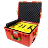 Pelican 1607 Air Case, Orange with Lime Green Handles & Latches 2-Layer Yellow Padded Microfiber Dividers with Convolute Lid Foam ColorCase 016070-0010-150-300