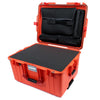 Pelican 1607 Air Case, Orange with Red Handles & Latches Pick & Pluck Foam with Computer Pouch ColorCase 016070-0201-150-320