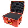 Pelican 1607 Air Case, Orange with Yellow Handles & Latches Pick & Pluck Foam with Convolute Lid Foam ColorCase 016070-0001-150-240