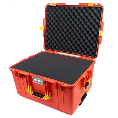 Pelican 1607 Air Case, Orange with Yellow Handles & Latches Pick & Pluck Foam with Convolute Lid Foam ColorCase 016070-0001-150-240