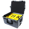 Pelican 1607 Air Case, Silver with Black Handles & Latches 2-Layer Yellow Padded Microfiber Dividers with Convolute Lid Foam ColorCase 016070-0010-180-110