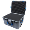 Pelican 1607 Air Case, Silver with Blue Handles & Latches Pick & Pluck Foam with Convolute Lid Foam ColorCase 016070-0001-180-120