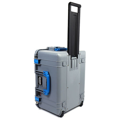 Pelican 1607 Air Case, Silver with Blue Handles & Latches ColorCase