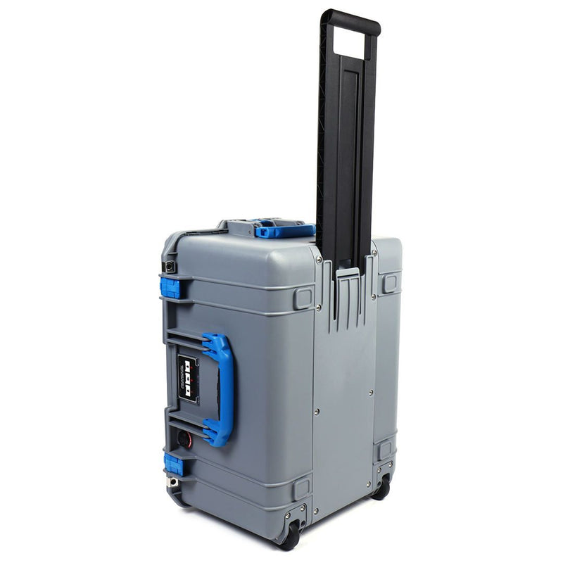 Pelican 1607 Air Case, Silver with Blue Handles & Latches ColorCase 