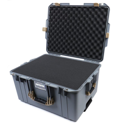 Pelican 1607 Air Case, Silver with Desert Tan Handles & Latches Pick & Pluck Foam with Convolute Lid Foam ColorCase 016070-0001-180-310
