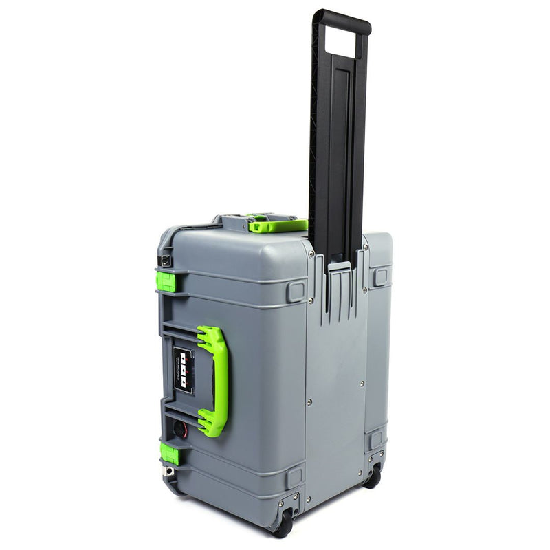 Pelican 1607 Air Case, Silver with Lime Green Handles & Latches ColorCase 