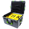 Pelican 1607 Air Case, Silver with Lime Green Handles & Latches 2-Layer Yellow Padded Microfiber Dividers with Computer Pouch ColorCase 016070-0210-180-300