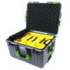 Pelican 1607 Air Case, Silver with Lime Green Handles & Latches 2-Layer Yellow Padded Microfiber Dividers with Convolute Lid Foam ColorCase 016070-0010-180-300