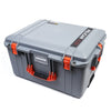 Pelican 1607 Air Case, Silver with Orange Handles & Latches ColorCase