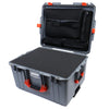Pelican 1607 Air Case, Silver with Orange Handles & Latches Pick & Pluck Foam with Computer Pouch ColorCase 016070-0201-180-150
