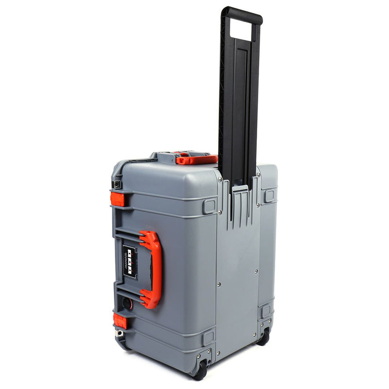 Pelican 1607 Air Case, Silver with Orange Handles & Latches ColorCase 