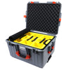 Pelican 1607 Air Case, Silver with Orange Handles & Latches 2-Layer Yellow Padded Microfiber Dividers with Convolute Lid Foam ColorCase 016070-0010-180-150