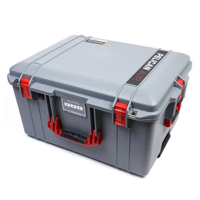 Pelican 1607 Air Case, Silver with Red Handles & Latches ColorCase