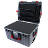 Pelican 1607 Air Case, Silver with Red Handles & Latches Pick & Pluck Foam with Computer Pouch ColorCase 016070-0201-180-320
