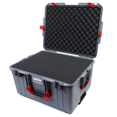 Pelican 1607 Air Case, Silver with Red Handles & Latches Pick & Pluck Foam with Convolute Lid Foam ColorCase 016070-0001-180-320