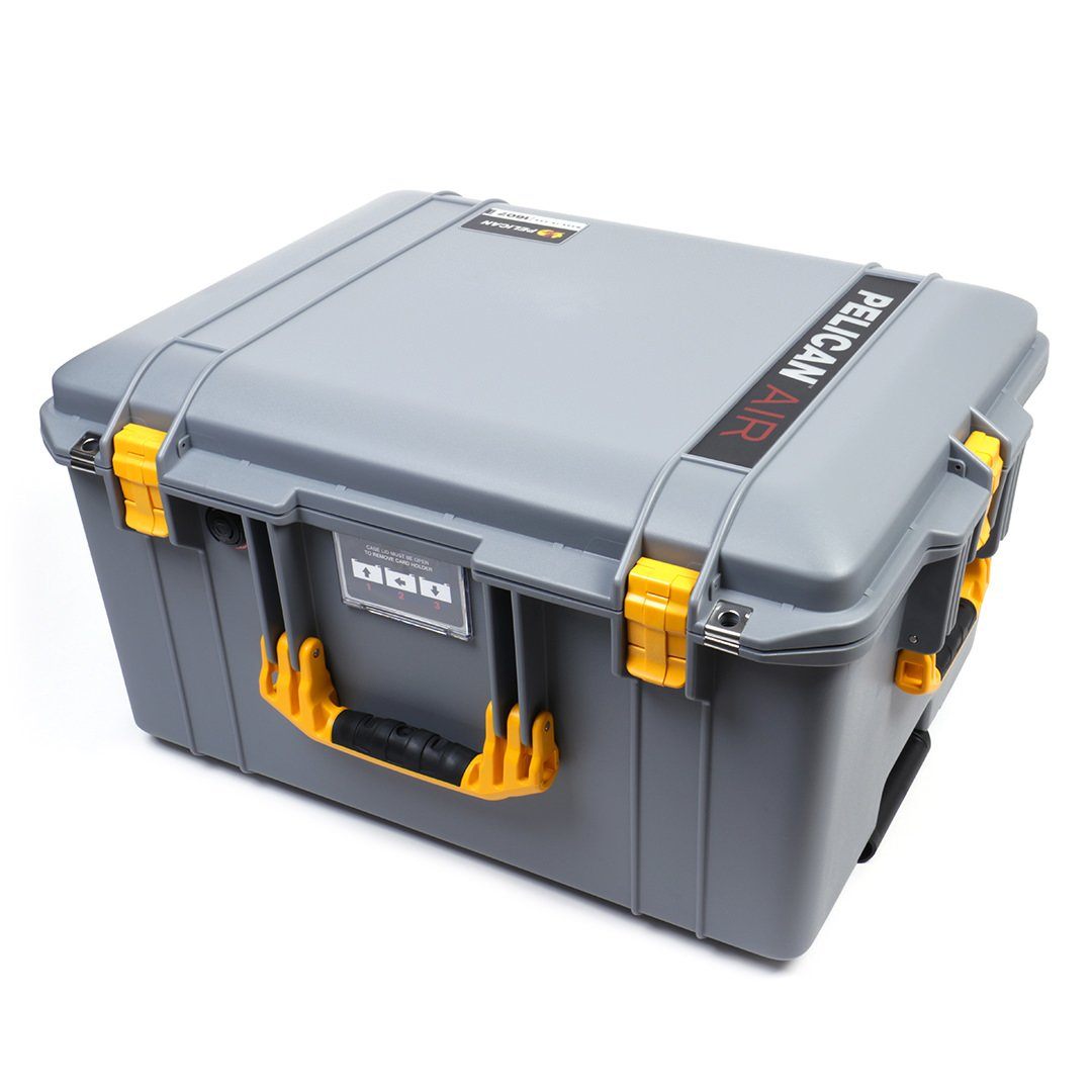 Pelican 1607 Air Case, Silver with Yellow Handles &amp; Latches ColorCase 