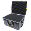 Pelican 1607 Air Case, Silver with Yellow Handles & Latches Pick & Pluck Foam with Convolute Lid Foam ColorCase 016070-0001-180-240