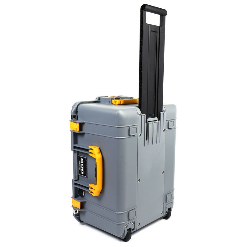 Pelican 1607 Air Case, Silver with Yellow Handles & Latches ColorCase 