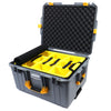 Pelican 1607 Air Case, Silver with Yellow Handles & Latches 2-Layer Yellow Padded Microfiber Dividers with Convolute Lid Foam ColorCase 016070-0010-180-240