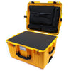 Pelican 1607 Air Case, Yellow with Black Handles & Latches Pick & Pluck Foam with Computer Pouch ColorCase 016070-0201-240-110