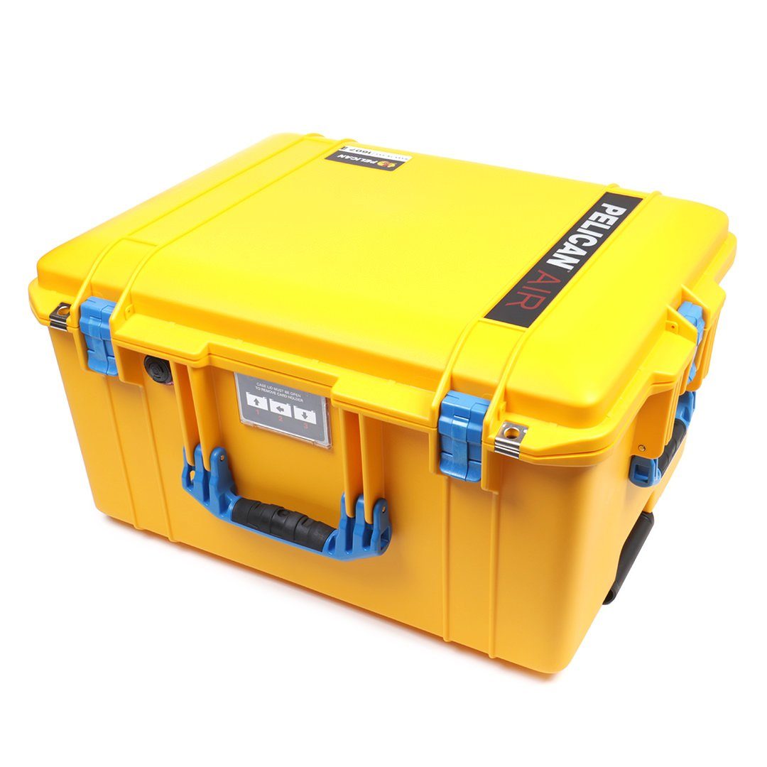 Pelican 1607 Air Case, Yellow with Blue Handles & Latches ColorCase 