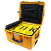 Pelican 1607 Air Case, Yellow with Blue Handles & Latches 2-Layer Yellow Padded Microfiber Dividers with Computer Pouch ColorCase 016070-0210-240-120