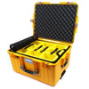 Pelican 1607 Air Case, Yellow with Desert Tan Handles & Latches 2-Layer Yellow Padded Microfiber Dividers with Convolute Lid Foam ColorCase 016070-0010-240-310
