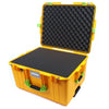 Pelican 1607 Air Case, Yellow with Lime Green Handles & Latches Pick & Pluck Foam with Convolute Lid Foam ColorCase 016070-0001-240-300