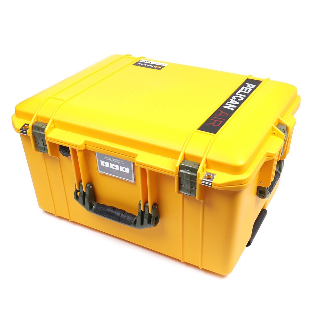 Pelican 1607 Air Case, Yellow with OD Green Handles &amp; Latches ColorCase 