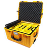 Pelican 1607 Air Case, Yellow with OD Green Handles & Latches 2-Layer Yellow Padded Microfiber Dividers with Convolute Lid Foam ColorCase 016070-0010-240-130