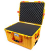 Pelican 1607 Air Case, Yellow with Orange Handles & Latches Pick & Pluck Foam with Convolute Lid Foam ColorCase 016070-0001-240-150