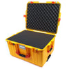 Pelican 1607 Air Case, Yellow with Orange Handles & Latches Pick & Pluck Foam with Convolute Lid Foam ColorCase 016070-0001-240-150