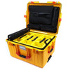 Pelican 1607 Air Case, Yellow with Orange Handles & Latches 2-Layer Yellow Padded Microfiber Dividers with Computer Pouch ColorCase 016070-0210-240-150