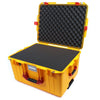 Pelican 1607 Air Case, Yellow with Red Handles & Latches Pick & Pluck Foam with Convolute Lid Foam ColorCase 016070-0001-240-320