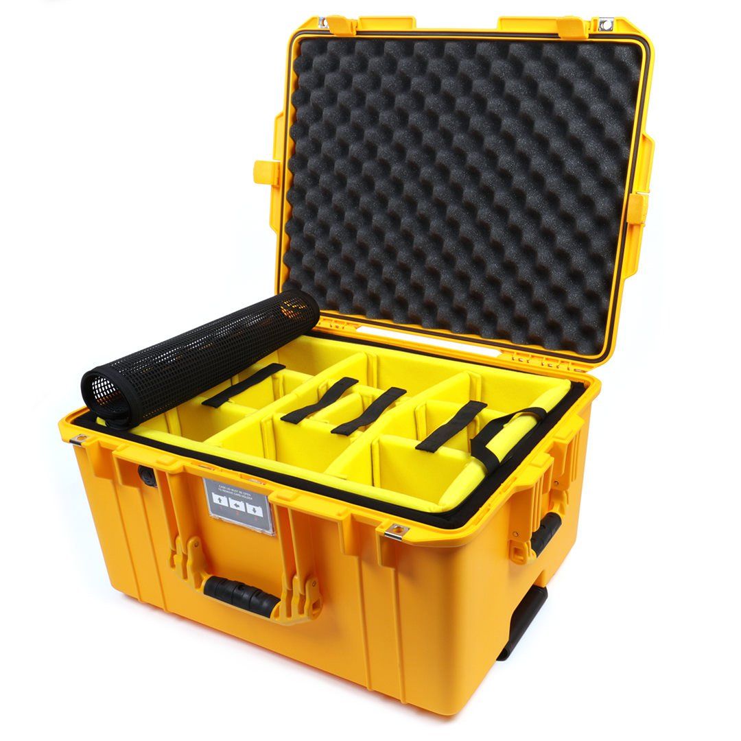Pelican 1607 Air Case, Yellow 2-Layer Yellow Padded Microfiber Dividers with Convolute Lid Foam ColorCase 016070-0010-240-240