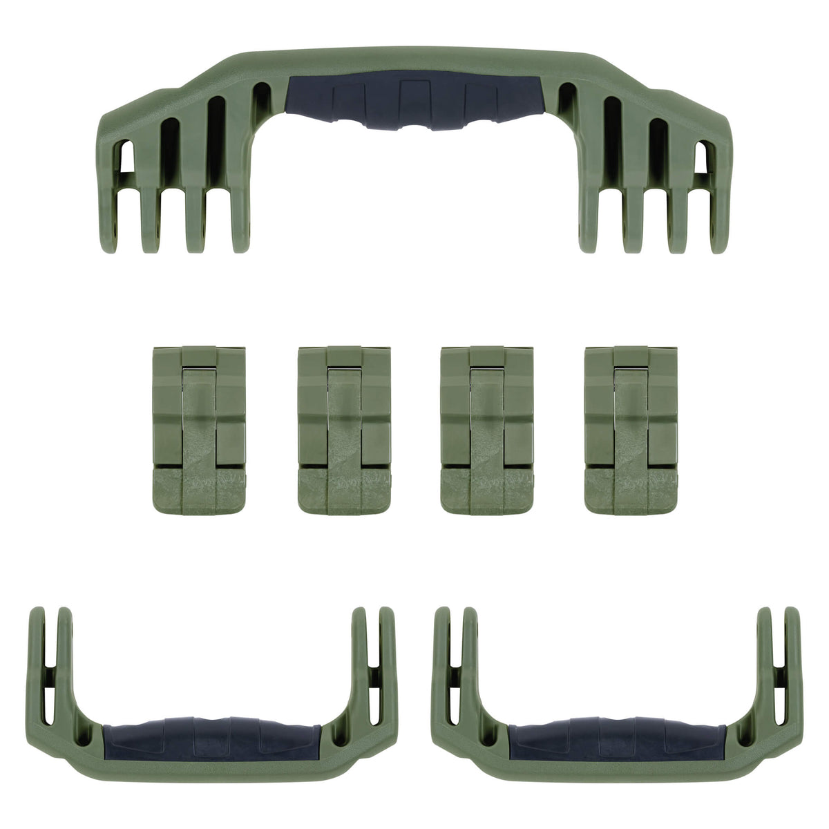 Pelican 1610 Replacement Handles &amp; Latches, OD Green (Set of 3 Handles, 4 Latches) ColorCase 